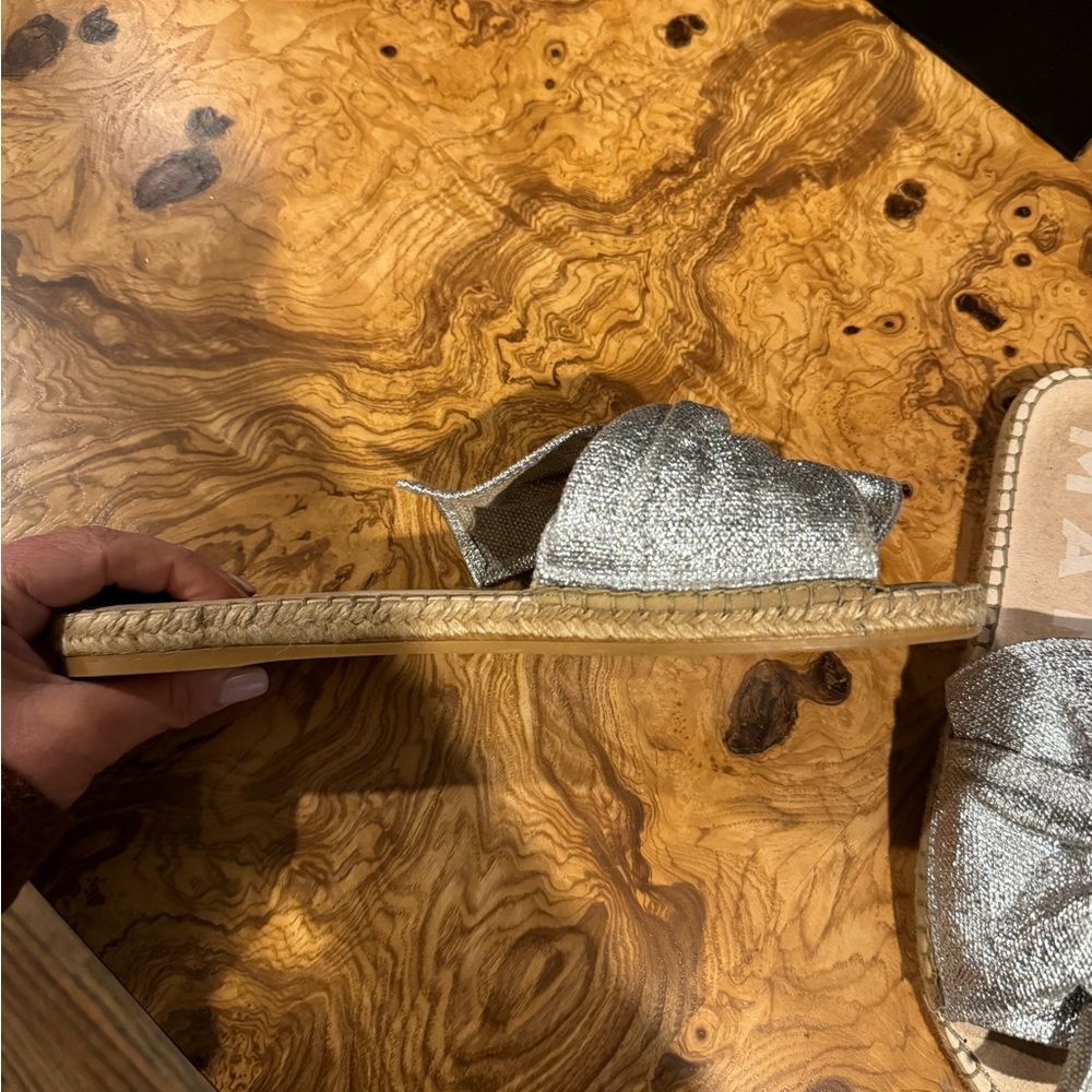 Manebi Slides With Silver Metallic Tie Size 40 - image 3